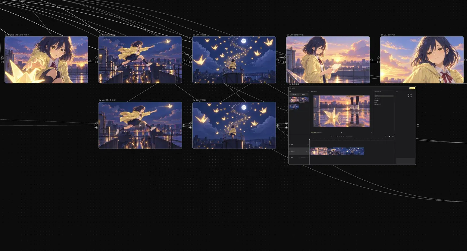 A video editing node on the canvas